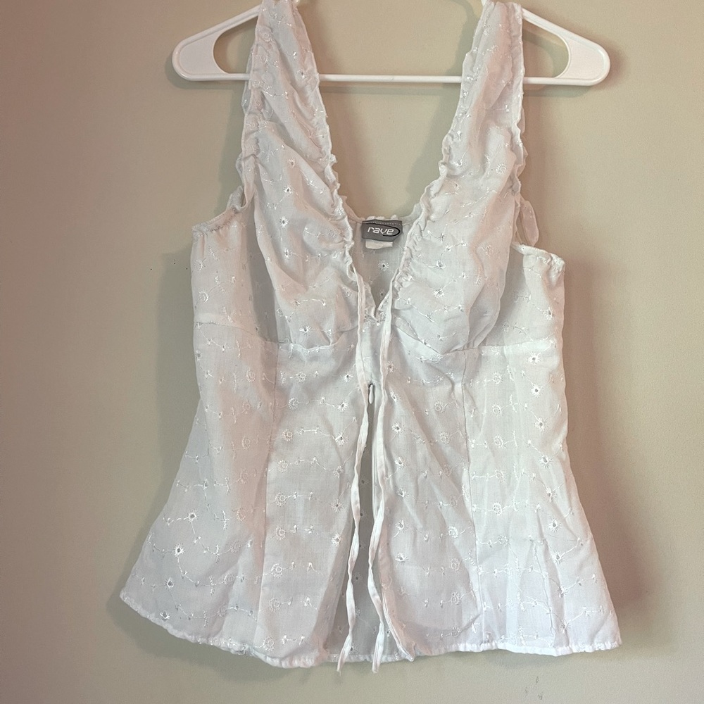 Vintage White Eyelet Tank